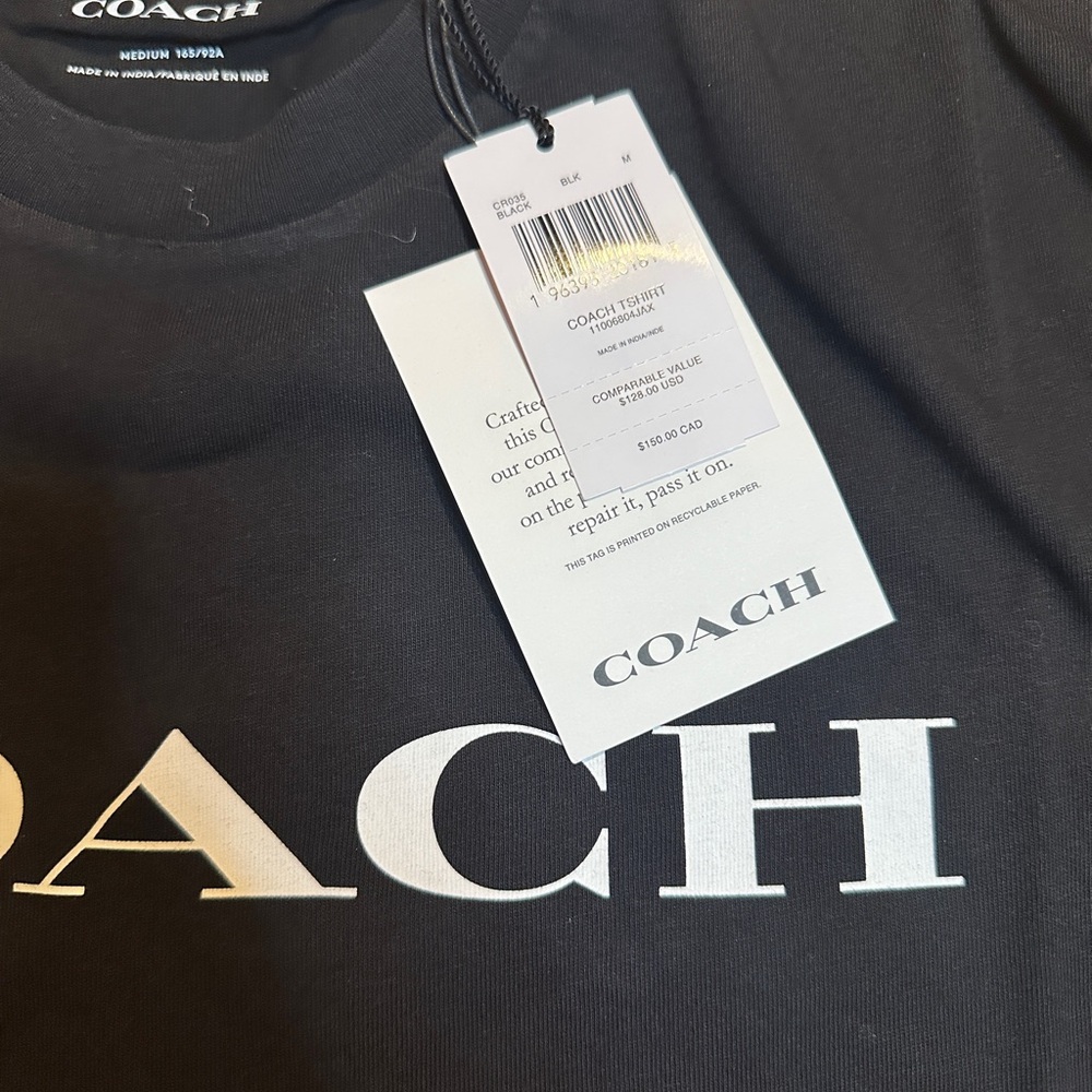 Coach Black Signature T-Shirt in Organic Cotton - Picture 5 of 6